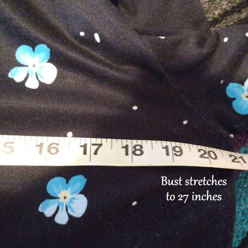 Dark Floral Stretch Tunic Top L Whimsigoth Casual Chic Cottagecore Romantic - Picture 6 of 7